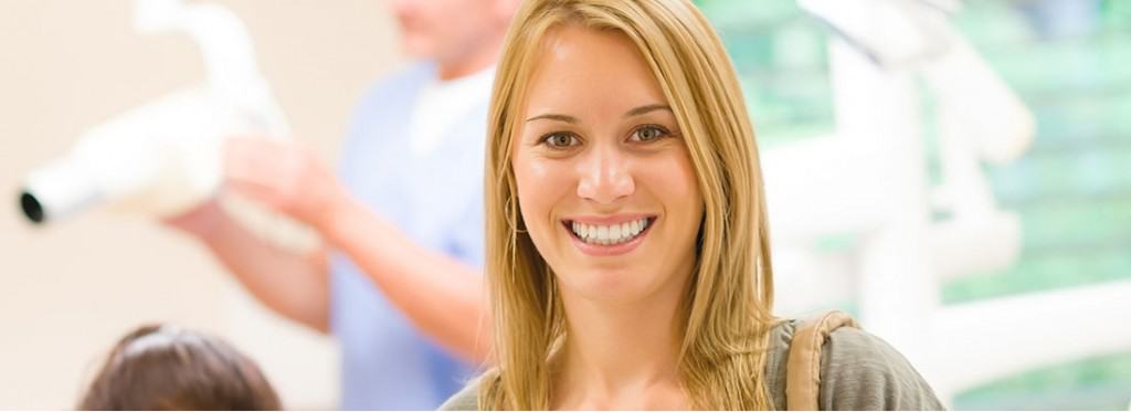 woman smile with white teeth - downtown dentistry